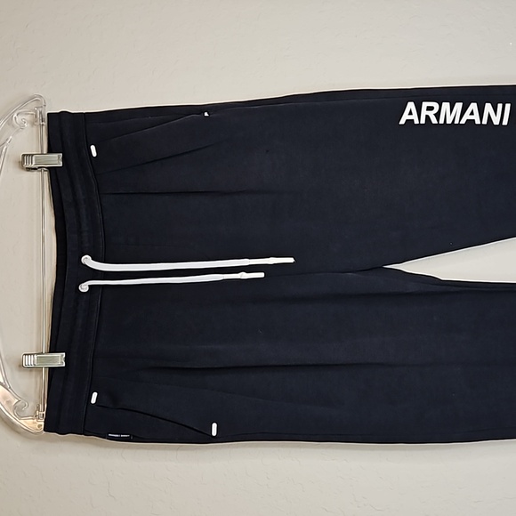 Armani Exchange navy drawstring logo joggers, size medium - Picture 3 of 16